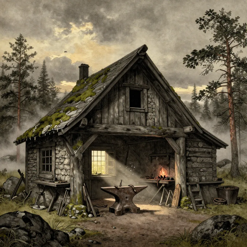 Inside the village smithy
